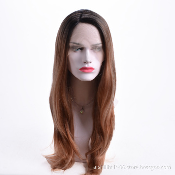 Aishili wholesale long gold brown remy hair kinky straight hd 613 lace front synthetic wigs for black women